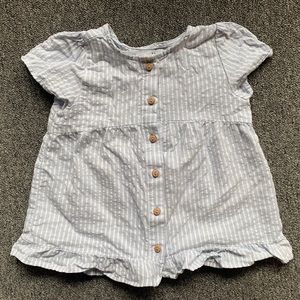 Zara Baby Girl Blue & White Striped Blouse 2T